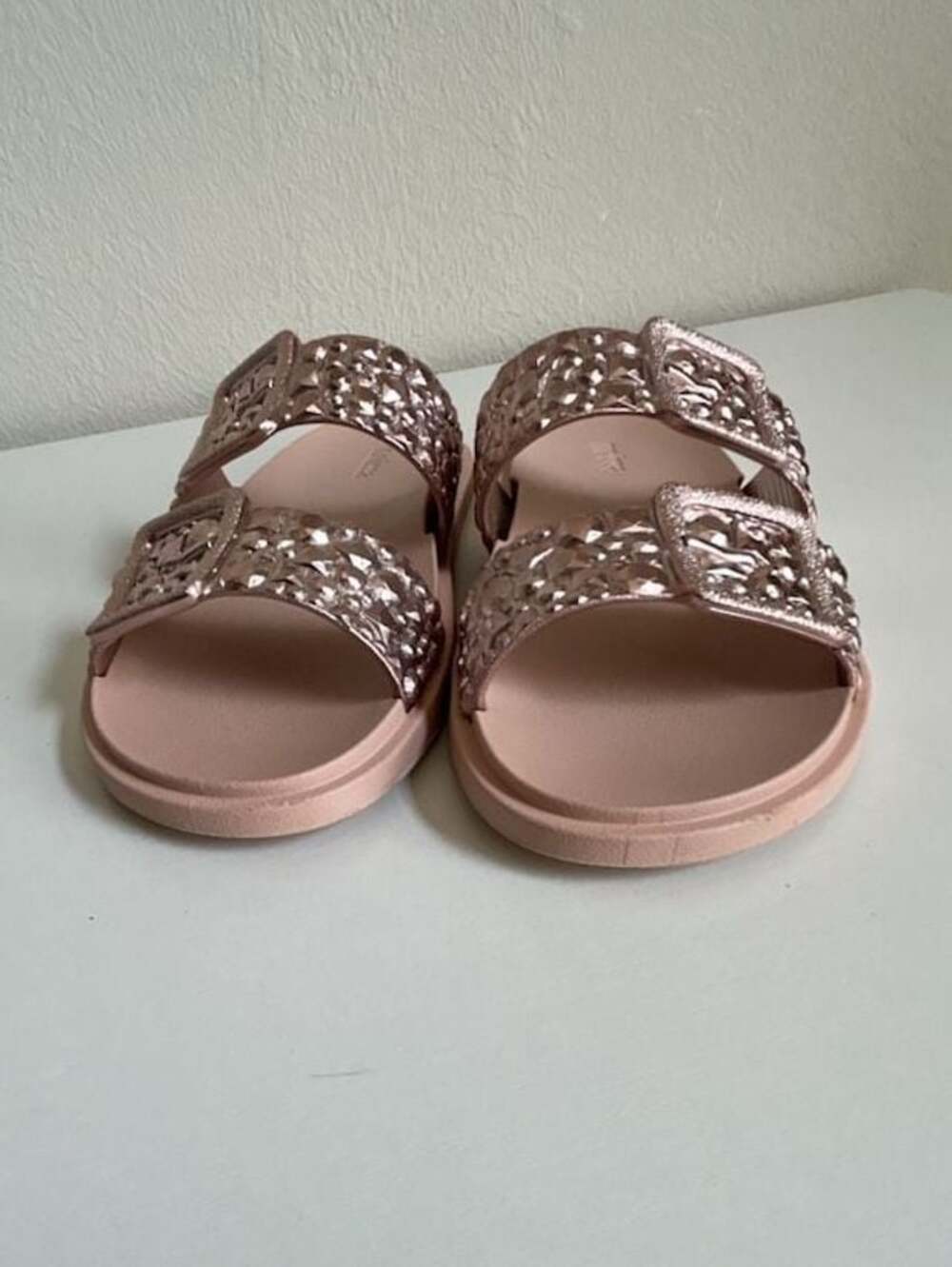 Melissa Lust Studded Double Buckle Slide Sandals in Pink size 8 - Picture 2 of 7